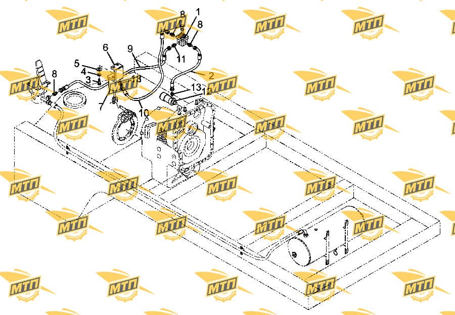 Hose from manual brake valve to parking brake chamber